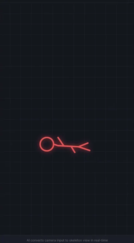 The 17-dot stick figure of a person on the floor after a fall